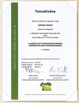 Green City oklevél :: Farkas János